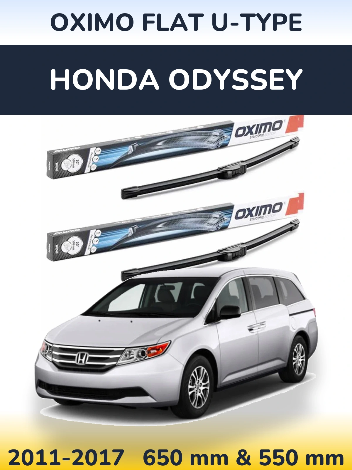 Komplet przednich wycieraczek Oximo Flat U-type 650 & 550 mm do Honda Odyssey 4 2011-2017