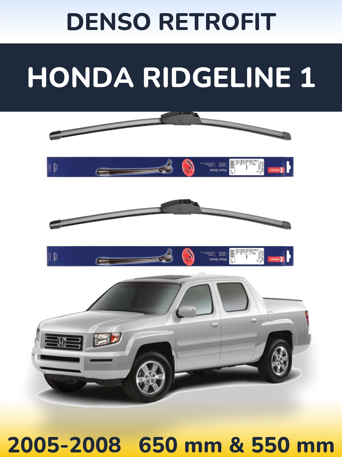 Komplet przednich wycieraczek Denso Retrofit 650 & 550 mm do Honda Ridgeline 1 2005-2008