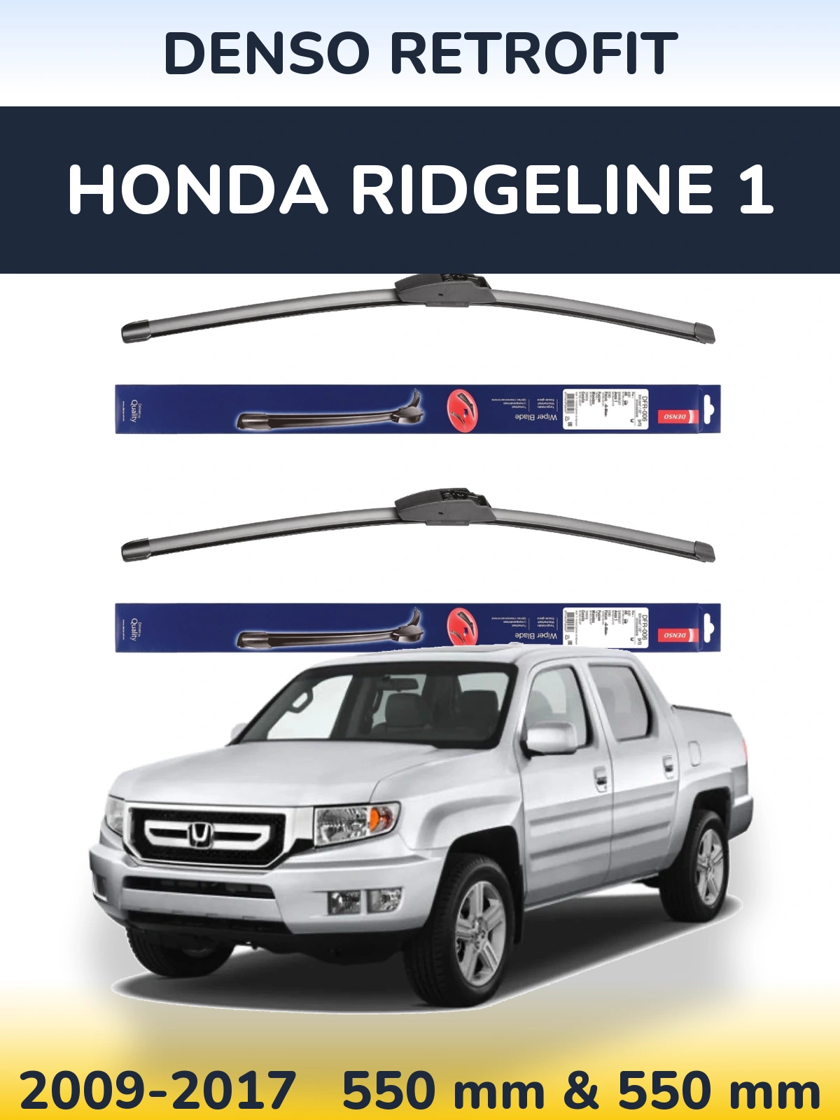 Komplet przednich wycieraczek Denso Retrofit 550 & 550 mm do Honda Ridgeline 1 2009-2017