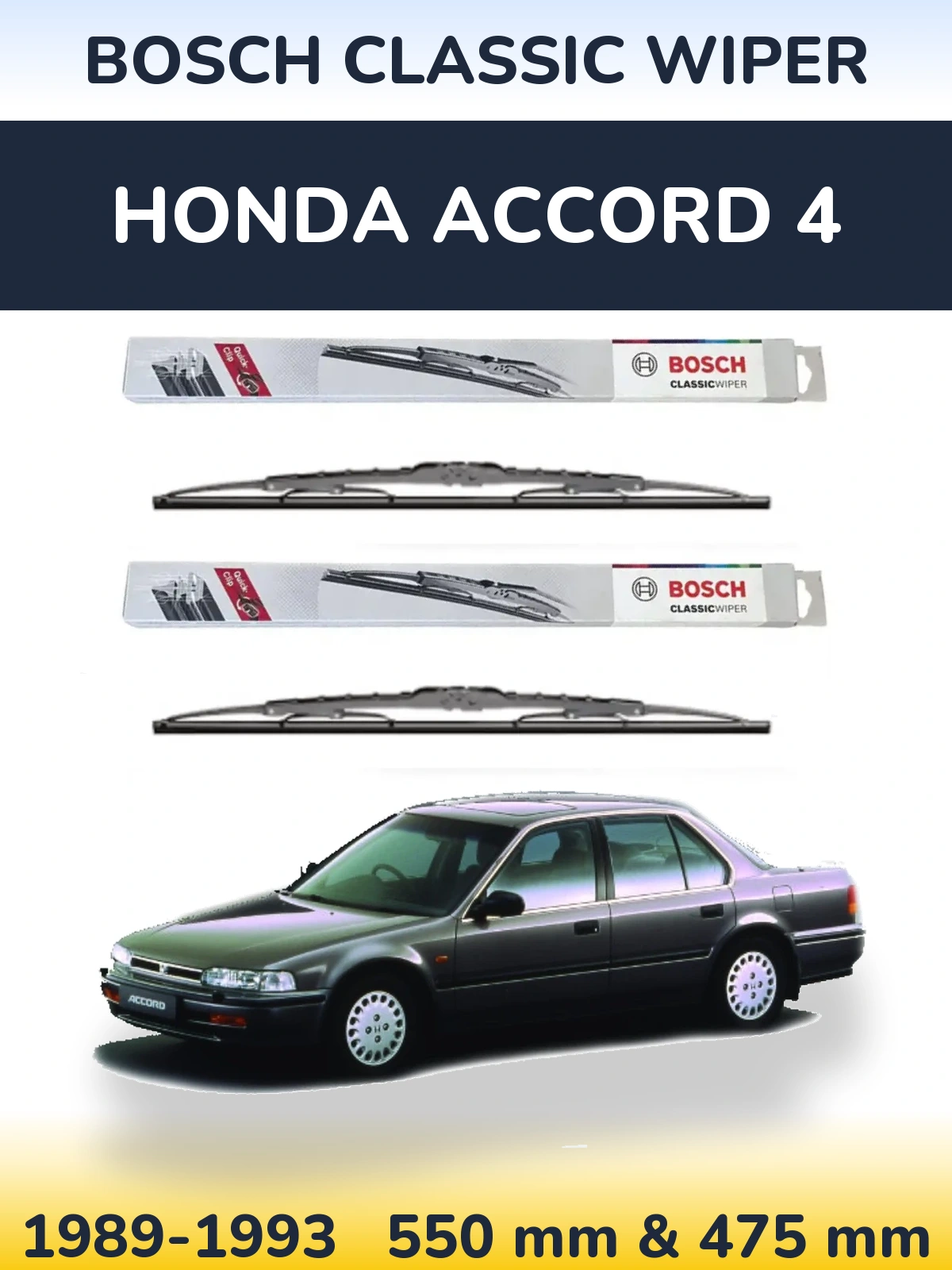 Komplet przednich wycieraczek BOSCH Classic Wiper 550 & 475 mm do Honda Accord 4 1989-1993