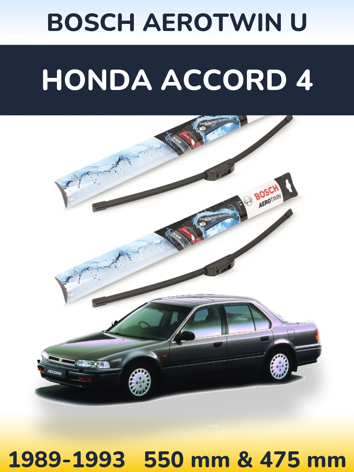 Komplet przednich wycieraczek BOSCH AeroTwin U 550 & 475 mm do Honda Accord 4 1989-1993