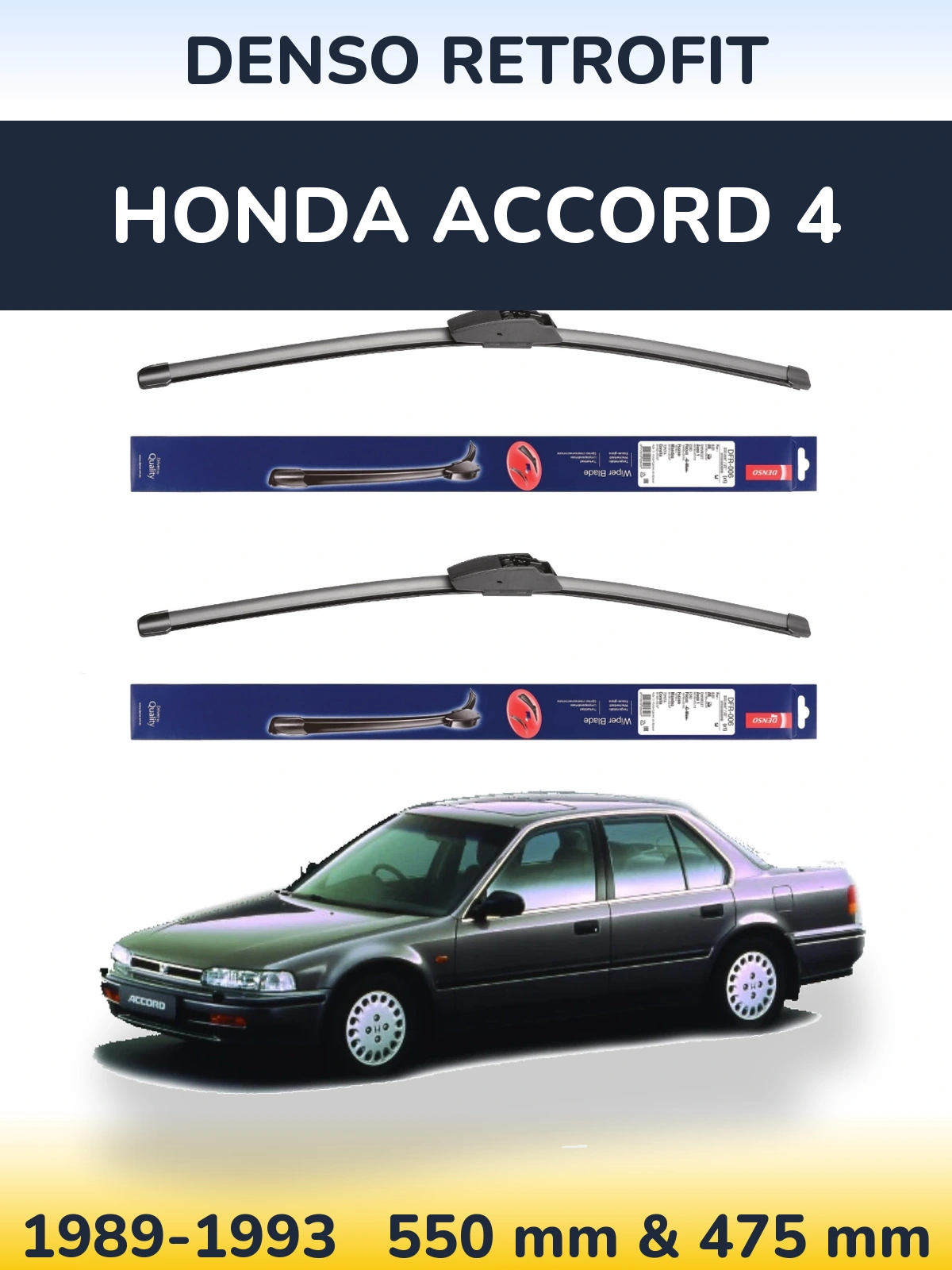 Komplet przednich wycieraczek Denso Retrofit 550 & 475 mm do Honda Accord 4 1989-1993