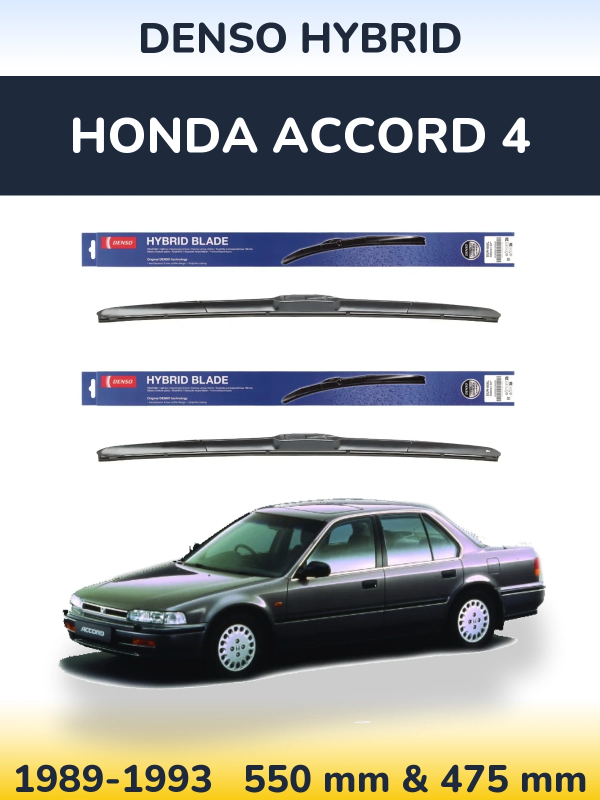 Komplet przednich wycieraczek Denso Hybrid 550 & 475 mm do Honda Accord 4 1989-1993