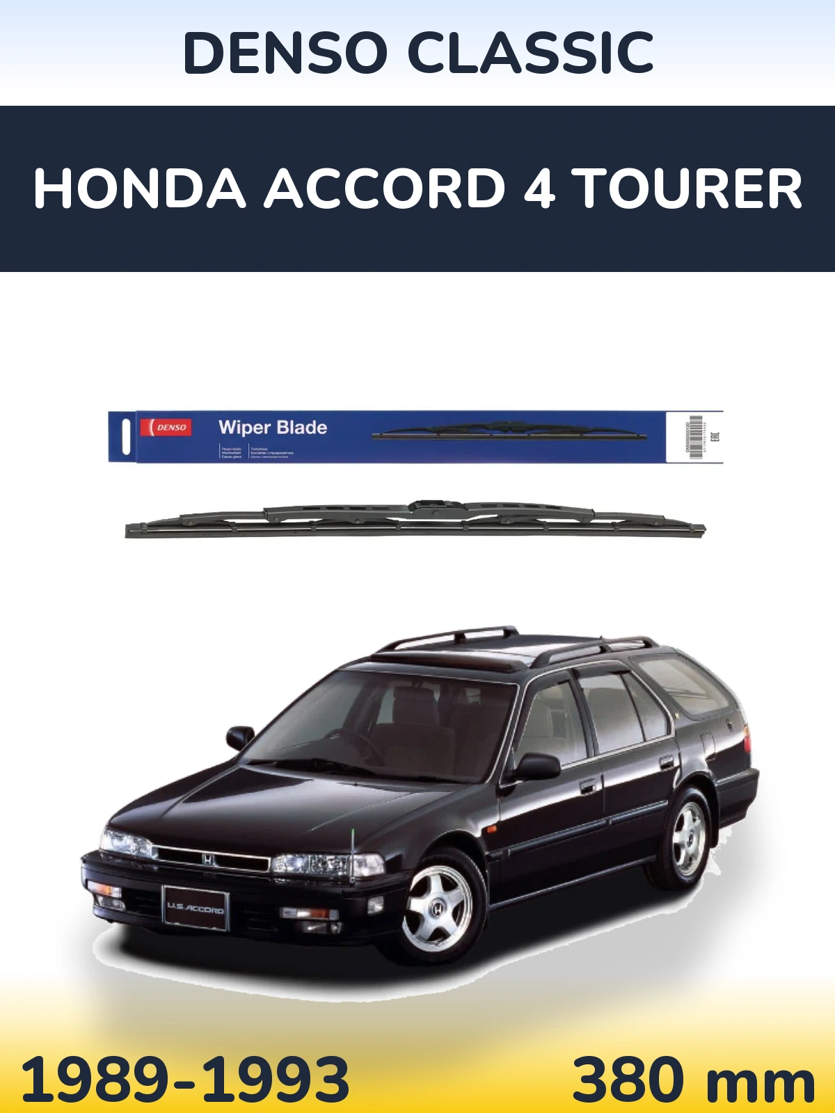 Rear wiper blade Denso Classic 380 mm for Honda Accord 4 Tourer 1989-1993