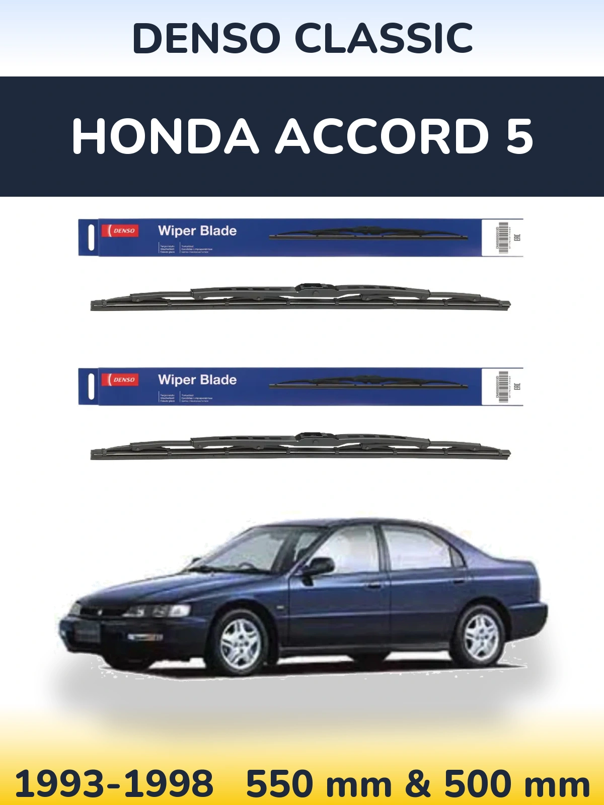 Komplet przednich wycieraczek Denso Classic 550 & 500 mm do Honda Accord 5 1993-1998