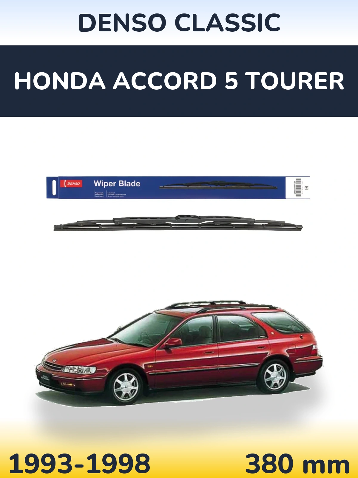 Rear wiper blade Denso Classic 380 mm for Honda Accord 5 Tourer 1993-1998