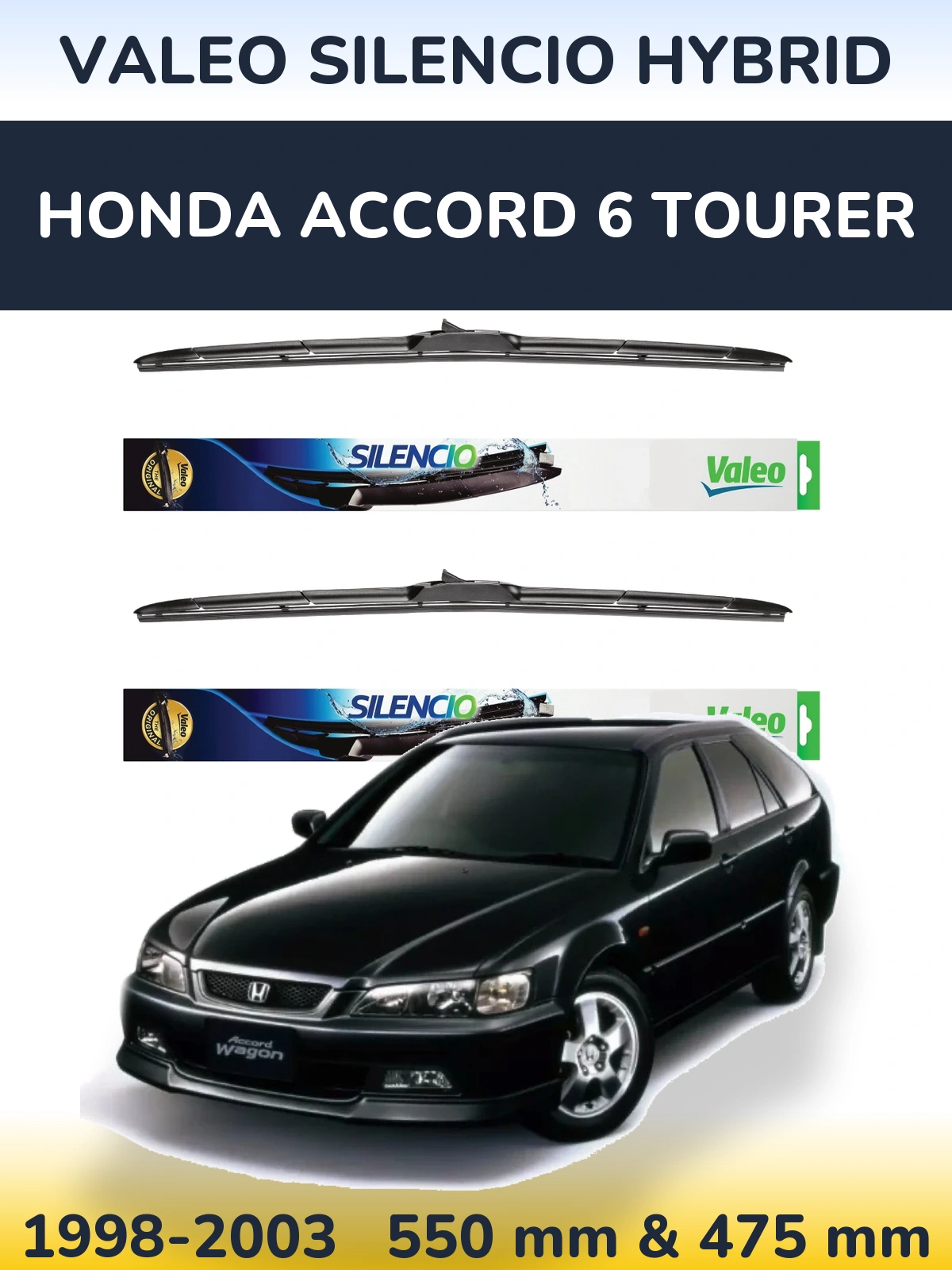 Комплект передних дворников Valeo Silencio Hybrid 550 & 475 мм для Honda Accord 6 Tourer 1998-2003
