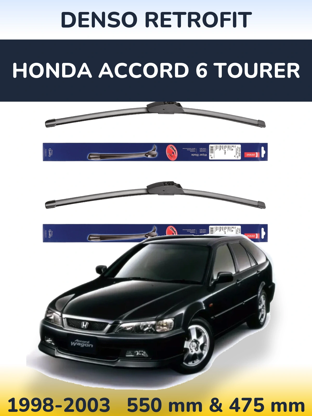 Komplet przednich wycieraczek Denso Retrofit 550 & 475 mm do Honda Accord 6 Tourer 1998-2003