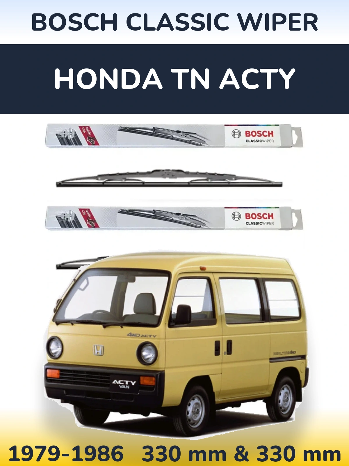 Komplet przednich wycieraczek BOSCH Classic Wiper 340 & 340 mm do Honda TN Acty 1979-1986