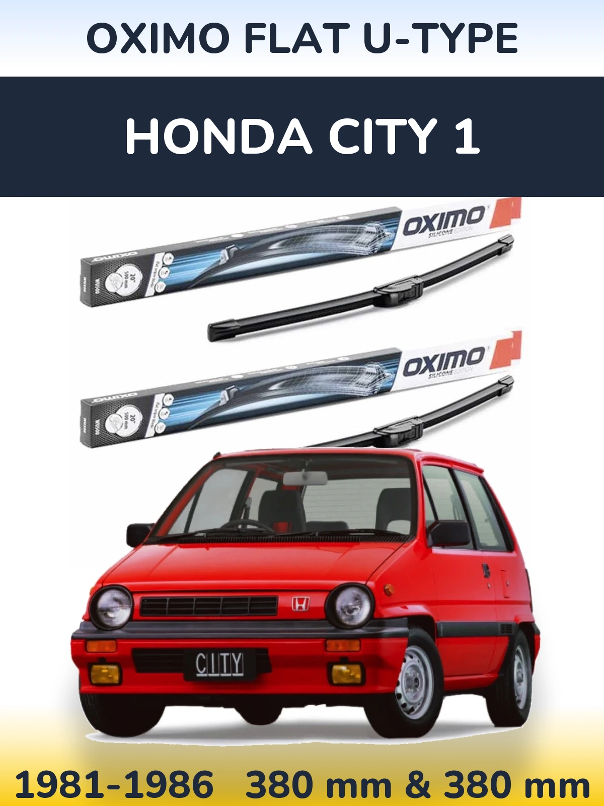 Komplet przednich wycieraczek Oximo Flat U-type 380 & 380 mm do Honda City 1 1981-1986