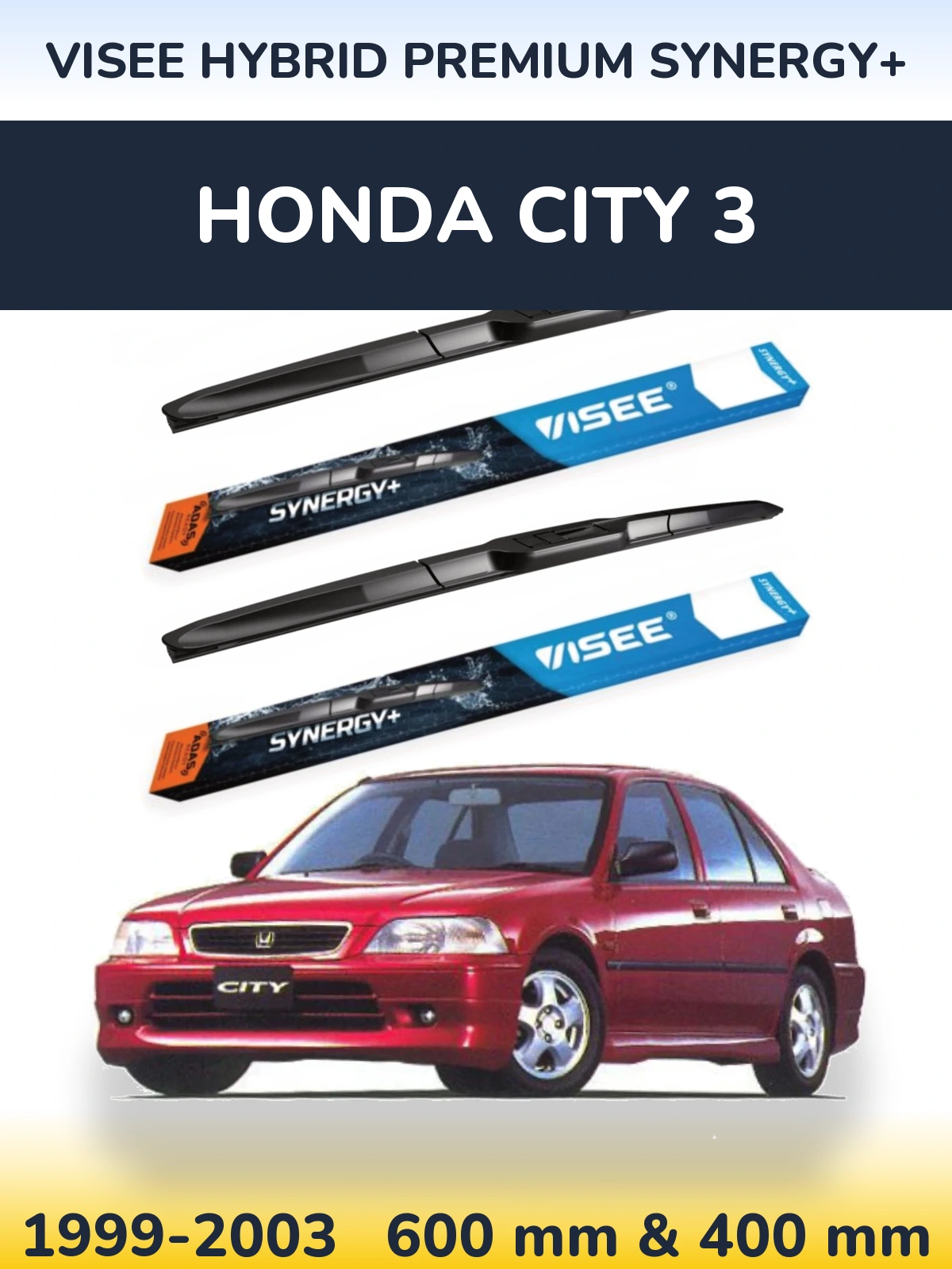 Комплект передних дворников VISEE HYBRID PREMIUM SYNERGY+ 600 & 400 мм для Honda City 3 1999-2003
