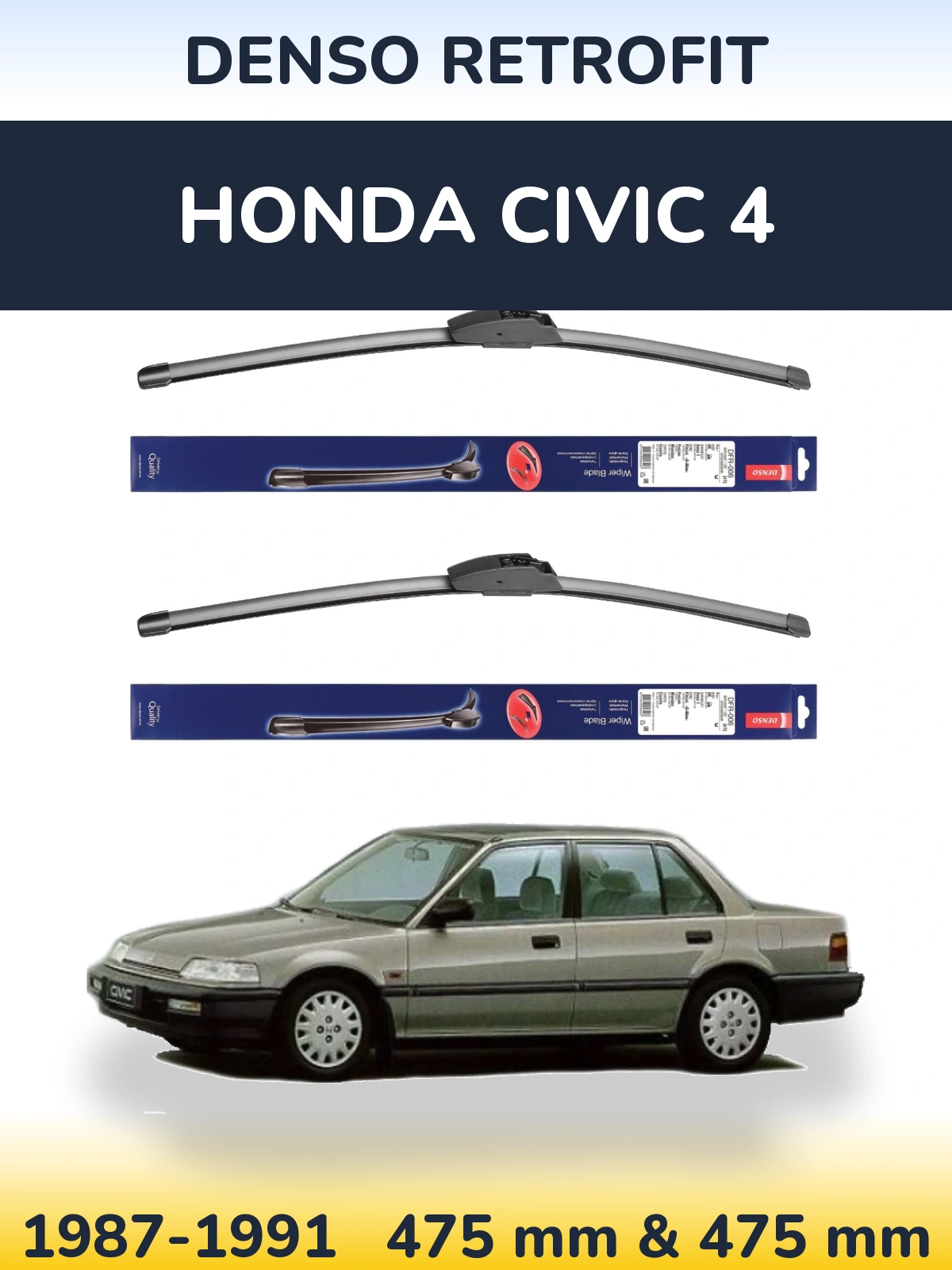 Komplet przednich wycieraczek Denso Retrofit 475 & 475 mm do Honda Civic 4 1987-1991