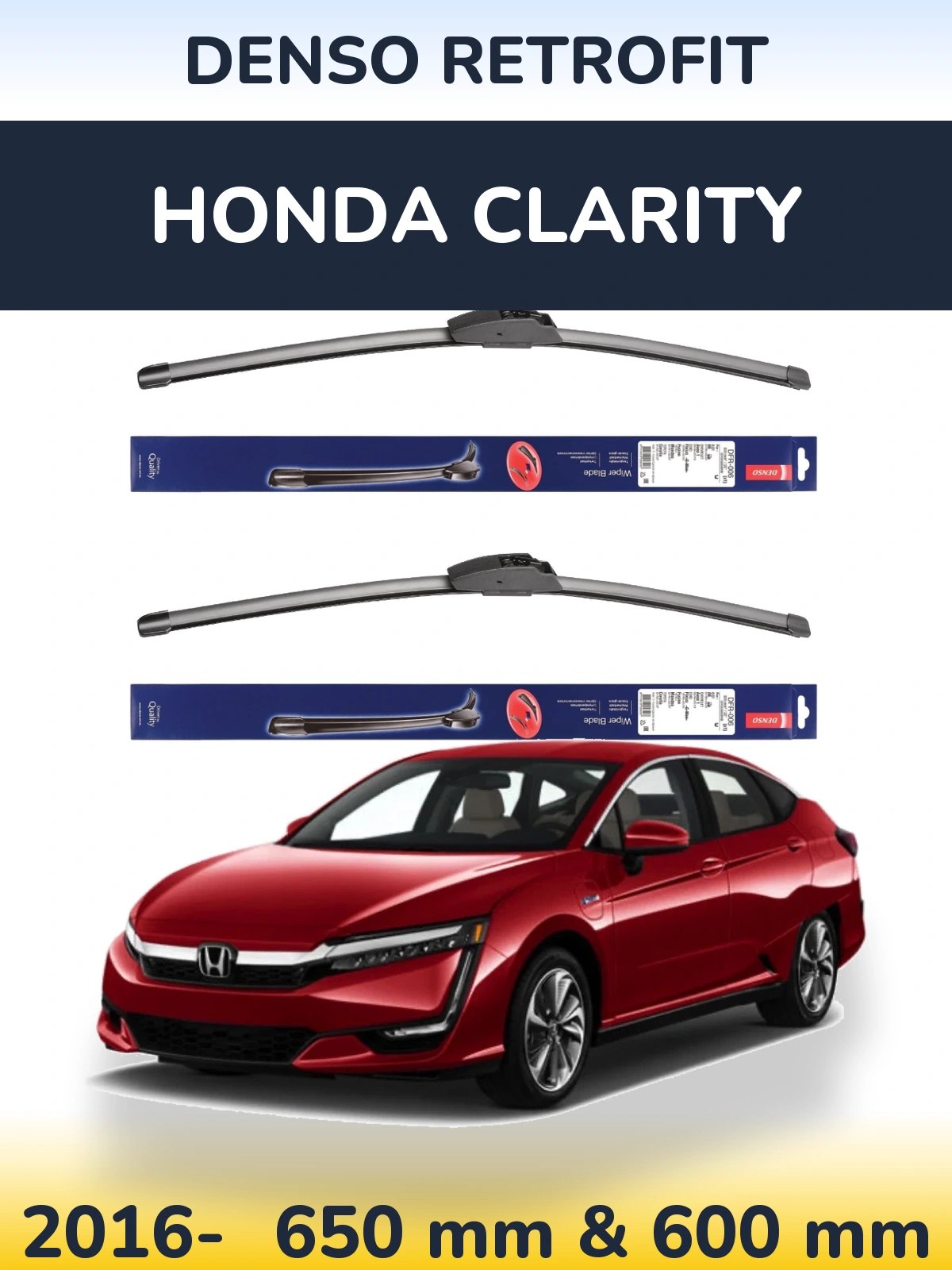 Komplet przednich wycieraczek Denso Retrofit 650 & 600 mm do Honda Clarity 2016-2026