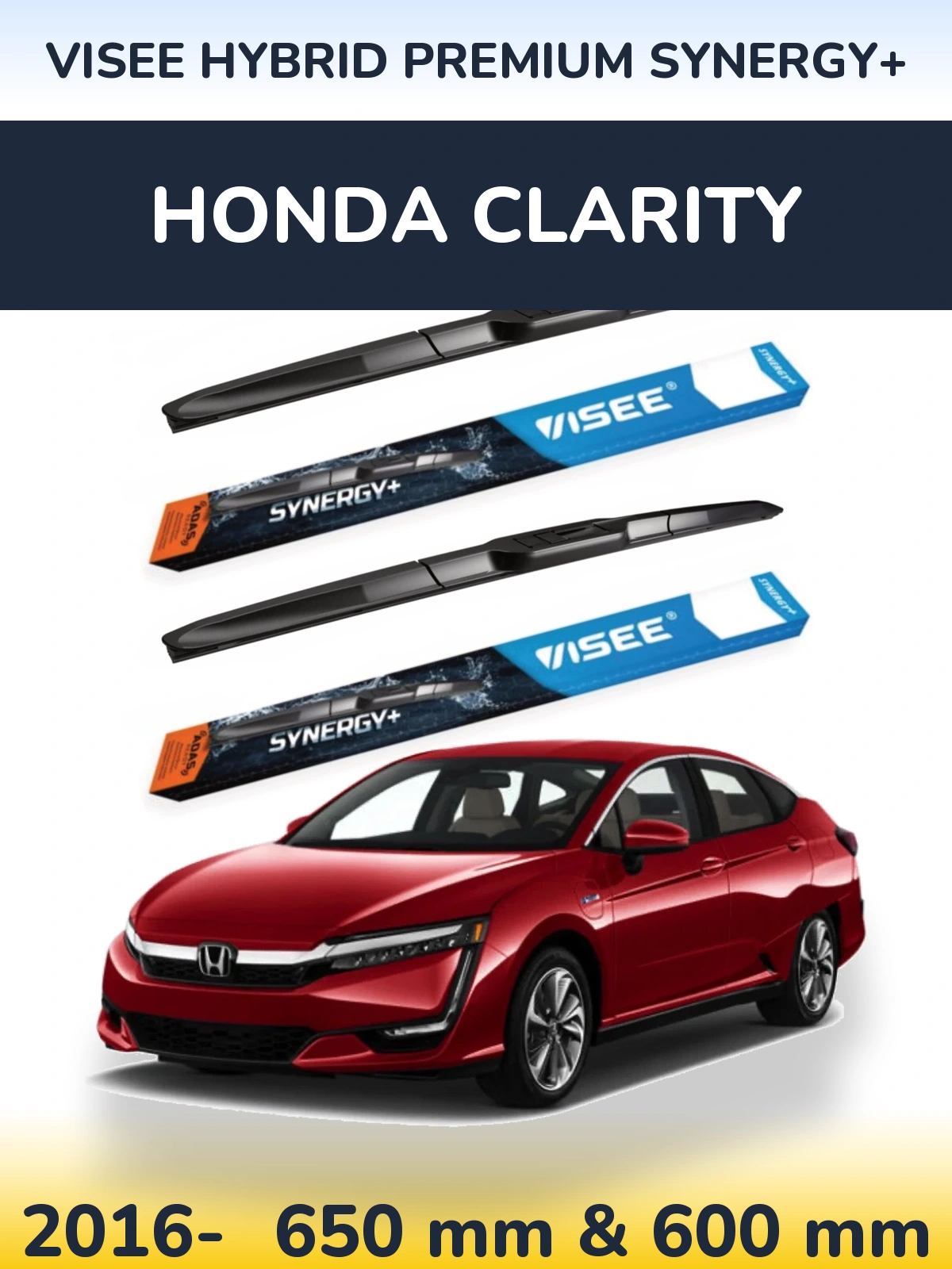 Komplet przednich wycieraczek VISEE HYBRID PREMIUM SYNERGY+ 650 & 600 mm do Honda Clarity 2016-2026