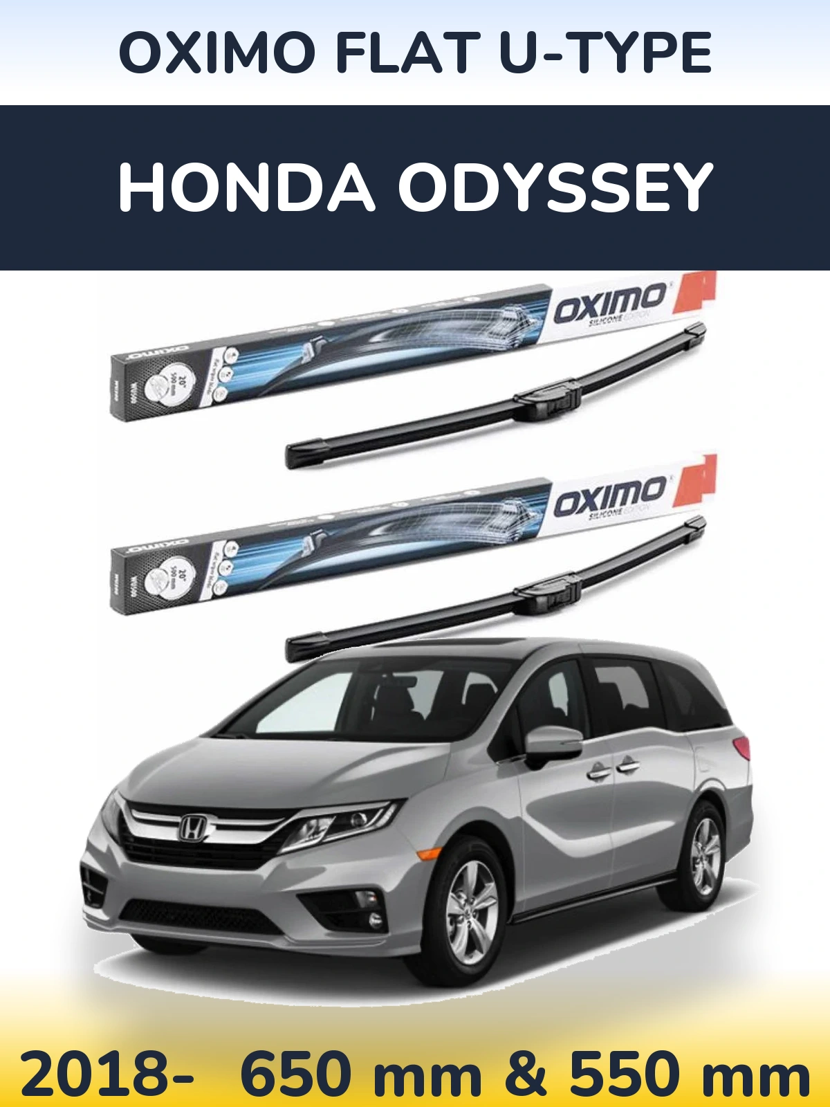 Komplet przednich wycieraczek Oximo Flat U-type 650 & 550 mm do Honda Odyssey 5 2018-2026