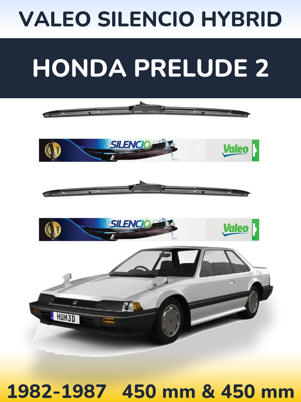 Комплект передних дворников Valeo Silencio Hybrid 450 & 450 мм для Honda Prelude 2 1982-1987