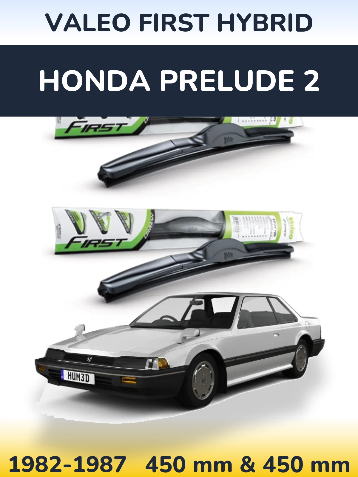 Komplet przednich wycieraczek Valeo First Hybrid 450 & 450 mm do Honda Prelude 2 1982-1987