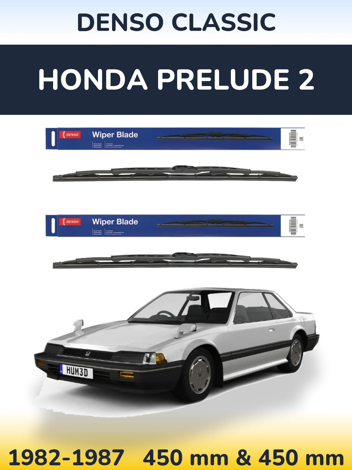 Komplet przednich wycieraczek Denso Classic 450 & 450 mm do Honda Prelude 2 1982-1987