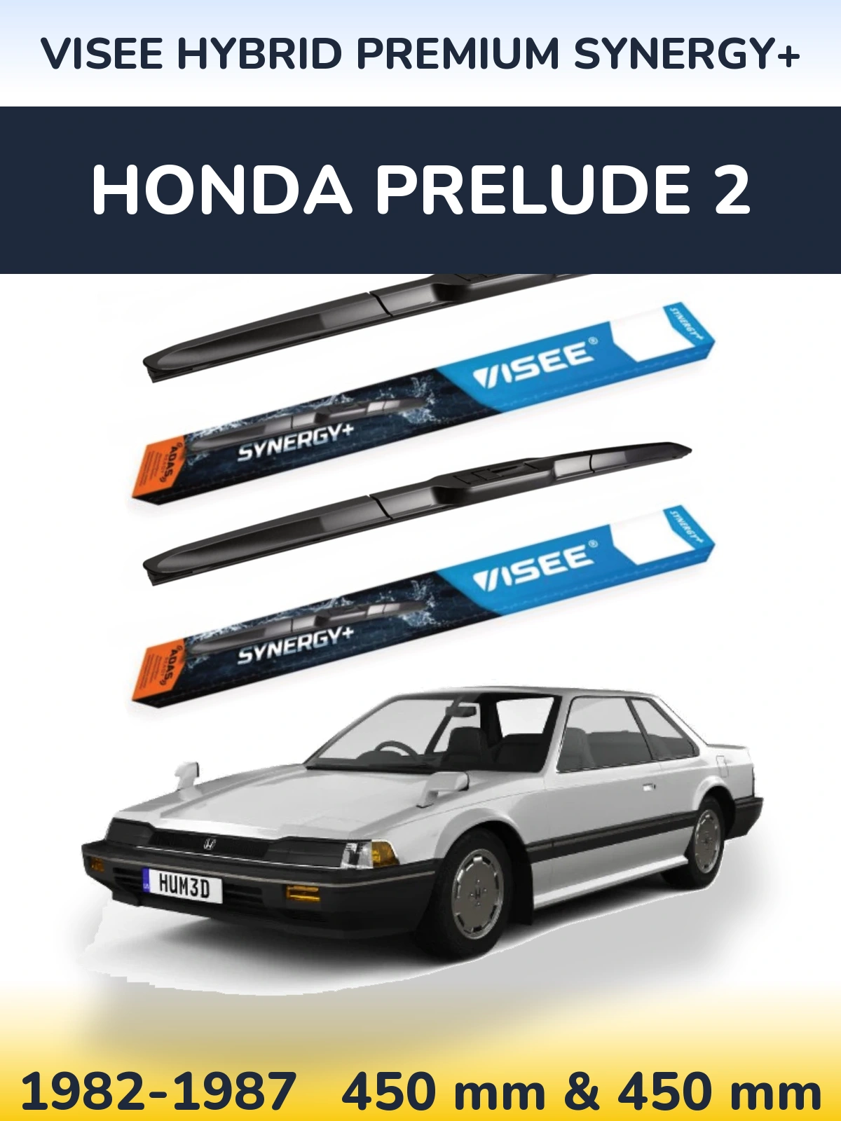 Комплект передних дворников VISEE HYBRID PREMIUM SYNERGY+ 450 & 450 мм для Honda Prelude 2 1982-1987