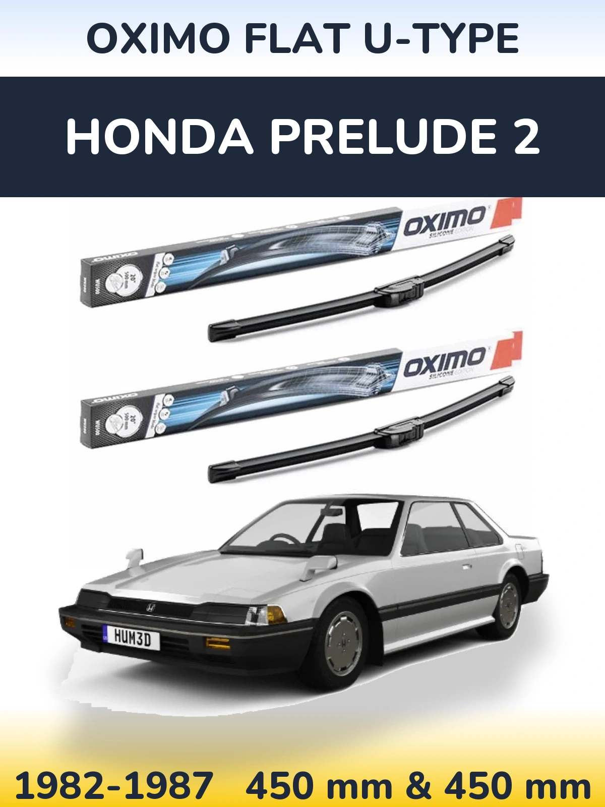 Komplet przednich wycieraczek Oximo Flat U-type 450 & 450 mm do Honda Prelude 2 1982-1987
