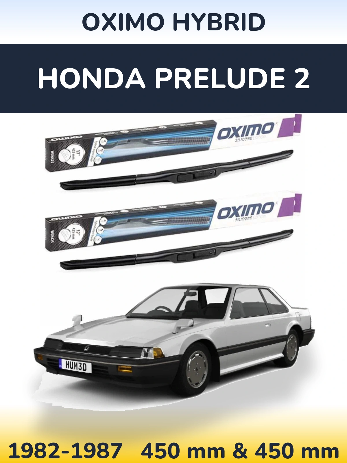 Komplet przednich wycieraczek Oximo Hybrid 450 & 450 mm do Honda Prelude 2 1982-1987