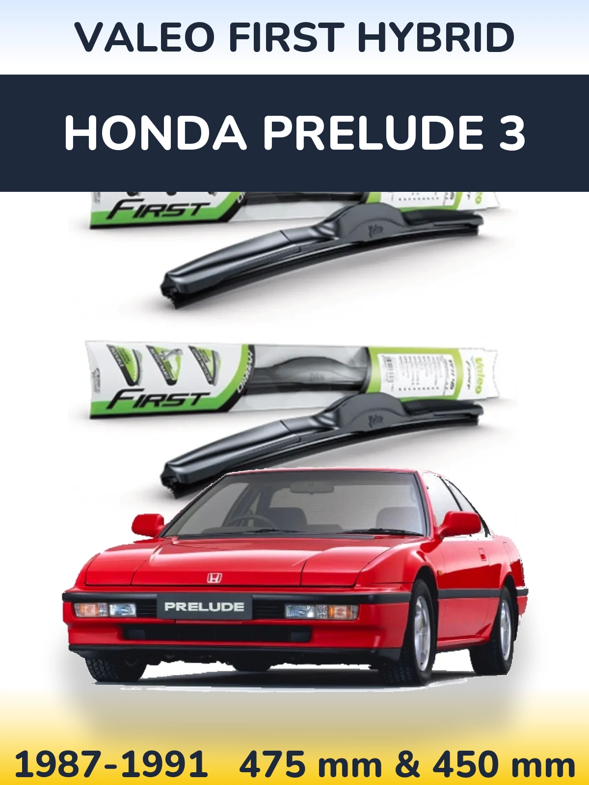 Komplet przednich wycieraczek Valeo First Hybrid 475 & 450 mm do Honda Prelude 3 1987-1991