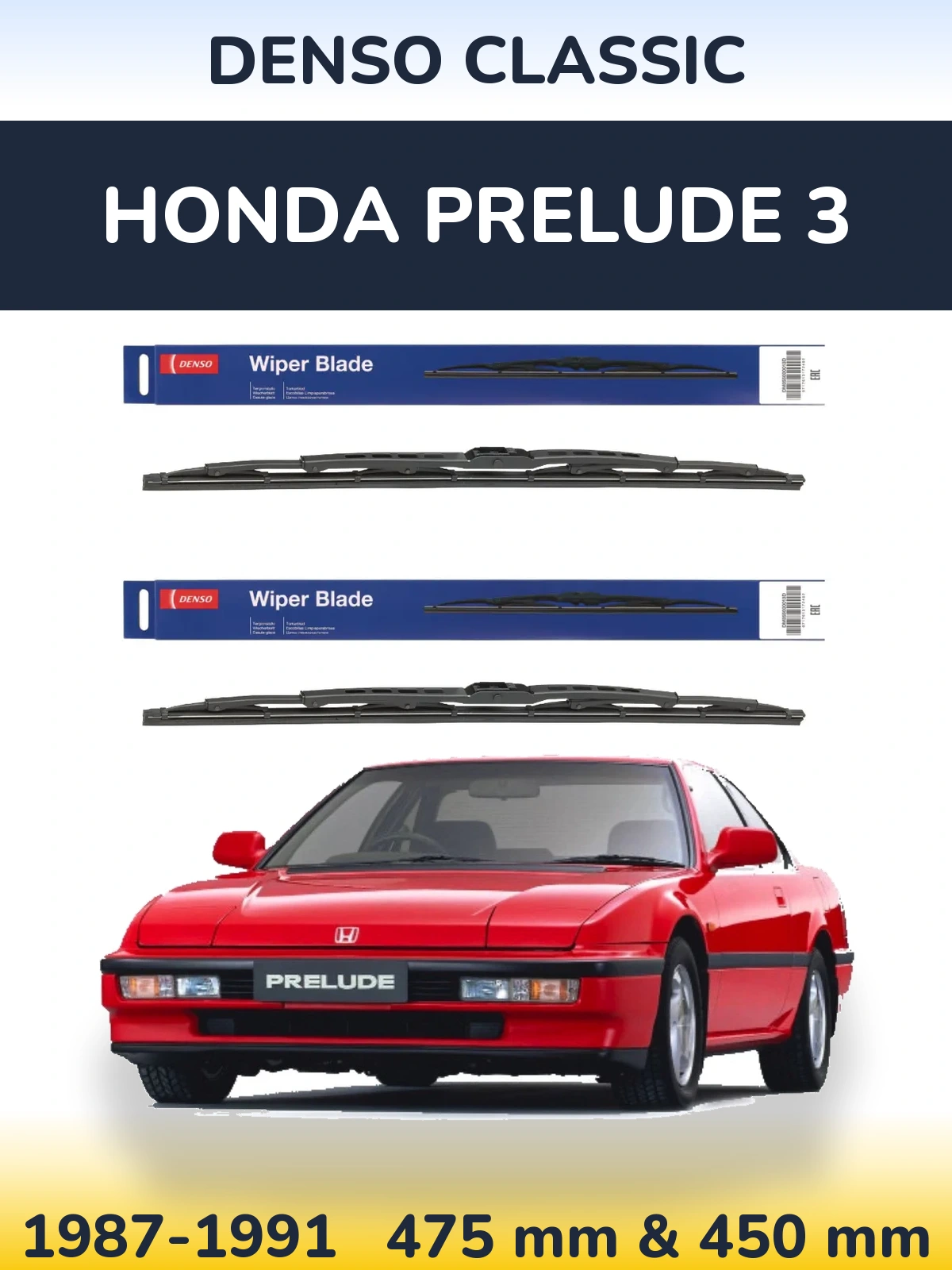 Komplet przednich wycieraczek Denso Classic 475 & 450 mm do Honda Prelude 3 1987-1991