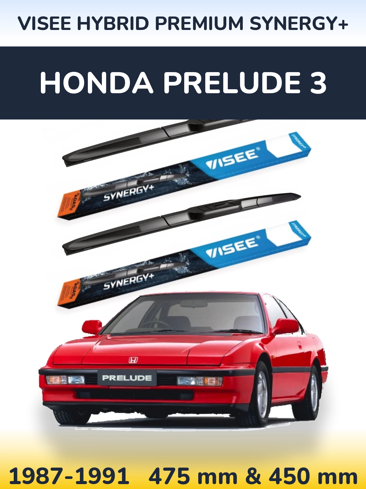 Комплект передних дворников VISEE HYBRID PREMIUM SYNERGY+ 475 & 450 мм для Honda Prelude 3 1987-1991