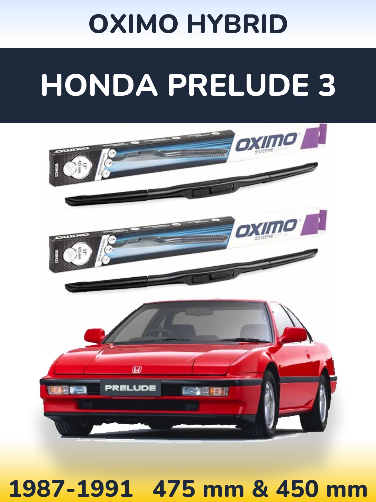Комплект передних дворников Oximo Hybrid 475 & 450 мм для Honda Prelude 3 1987-1991