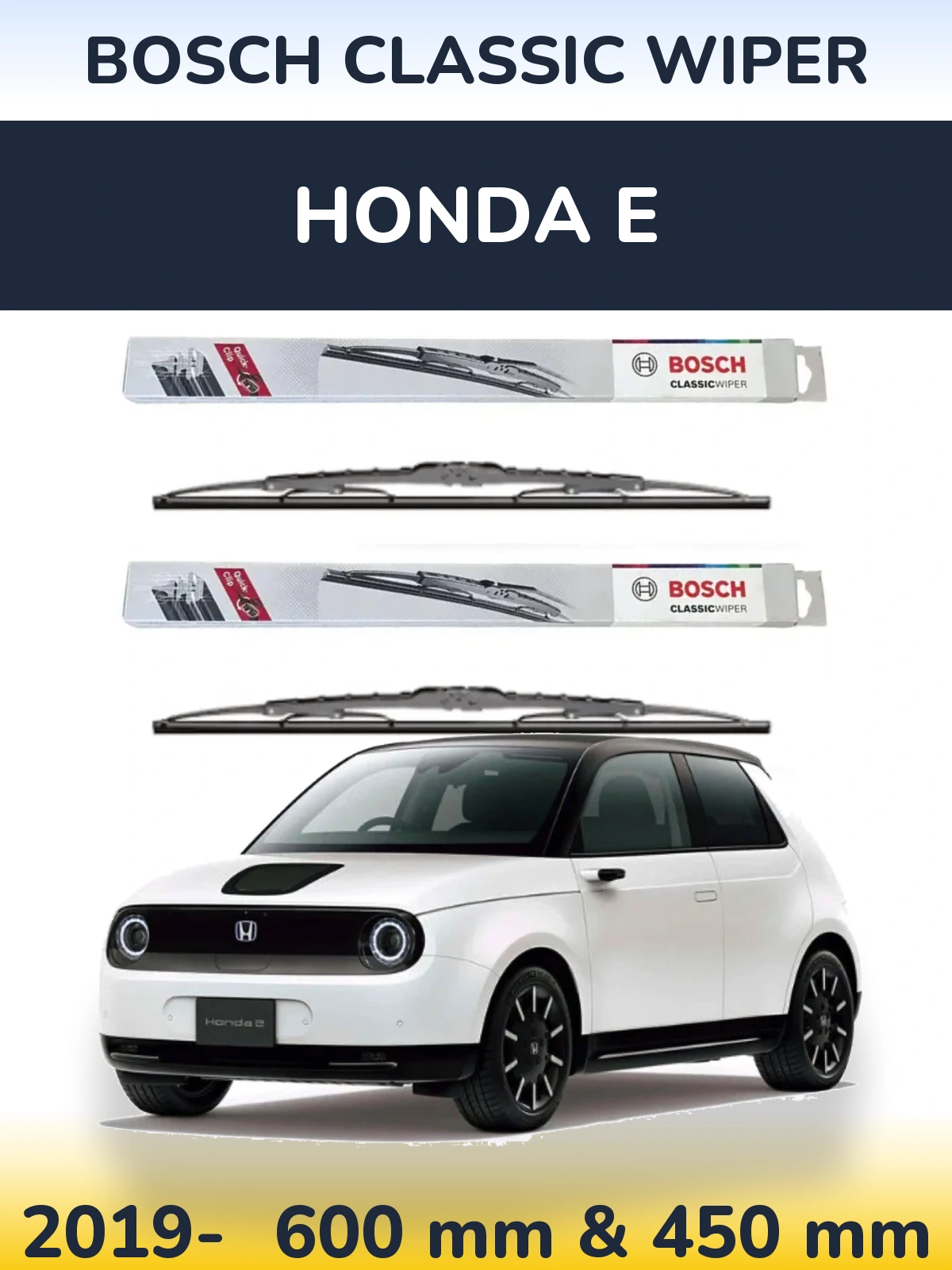 Комплект передних дворников BOSCH Classic Wiper 600 & 450 мм для Honda E 2019-2026