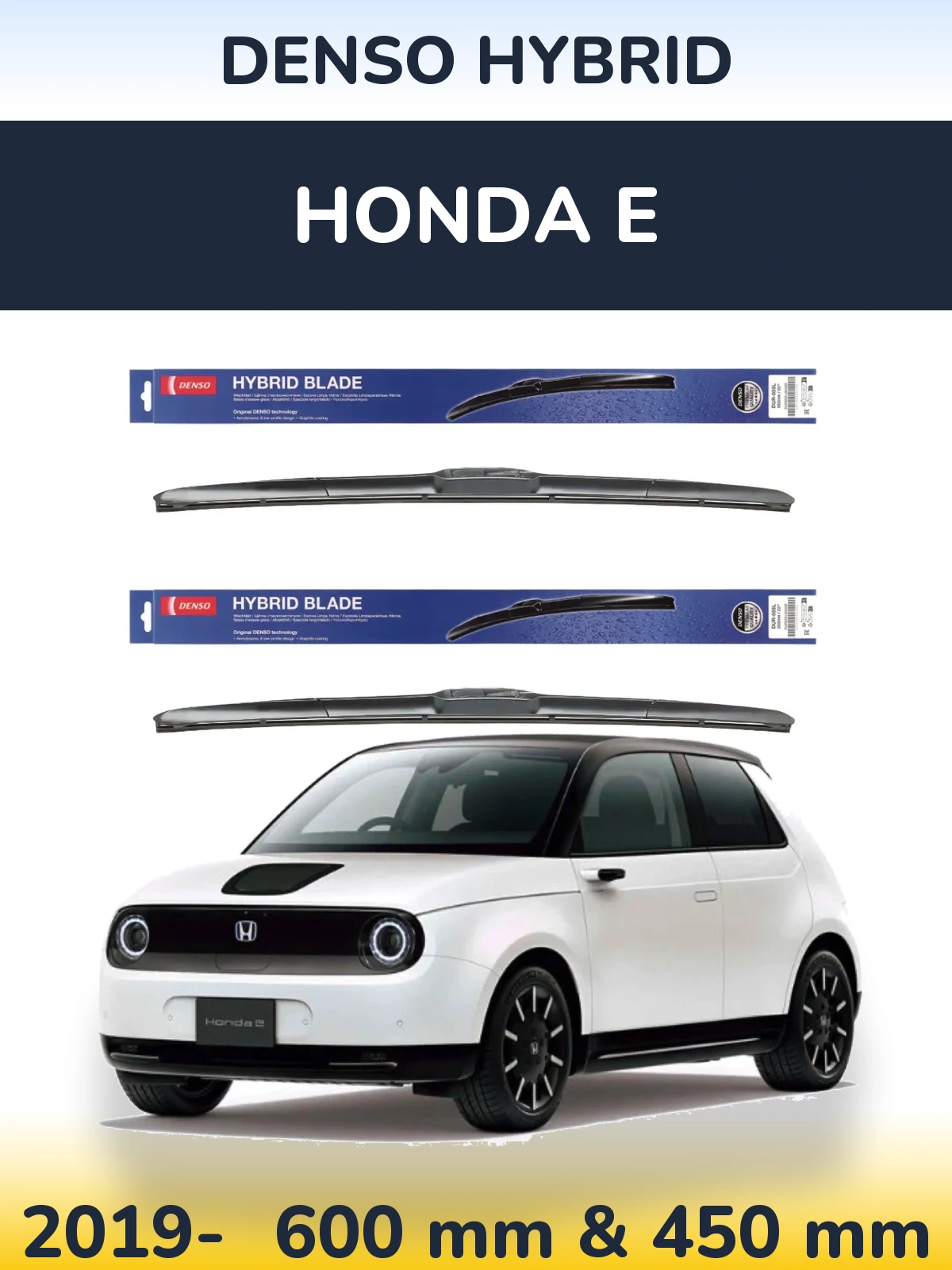 Комплект передних дворников Denso Hybrid 600 & 450 мм для Honda E 2019-2026