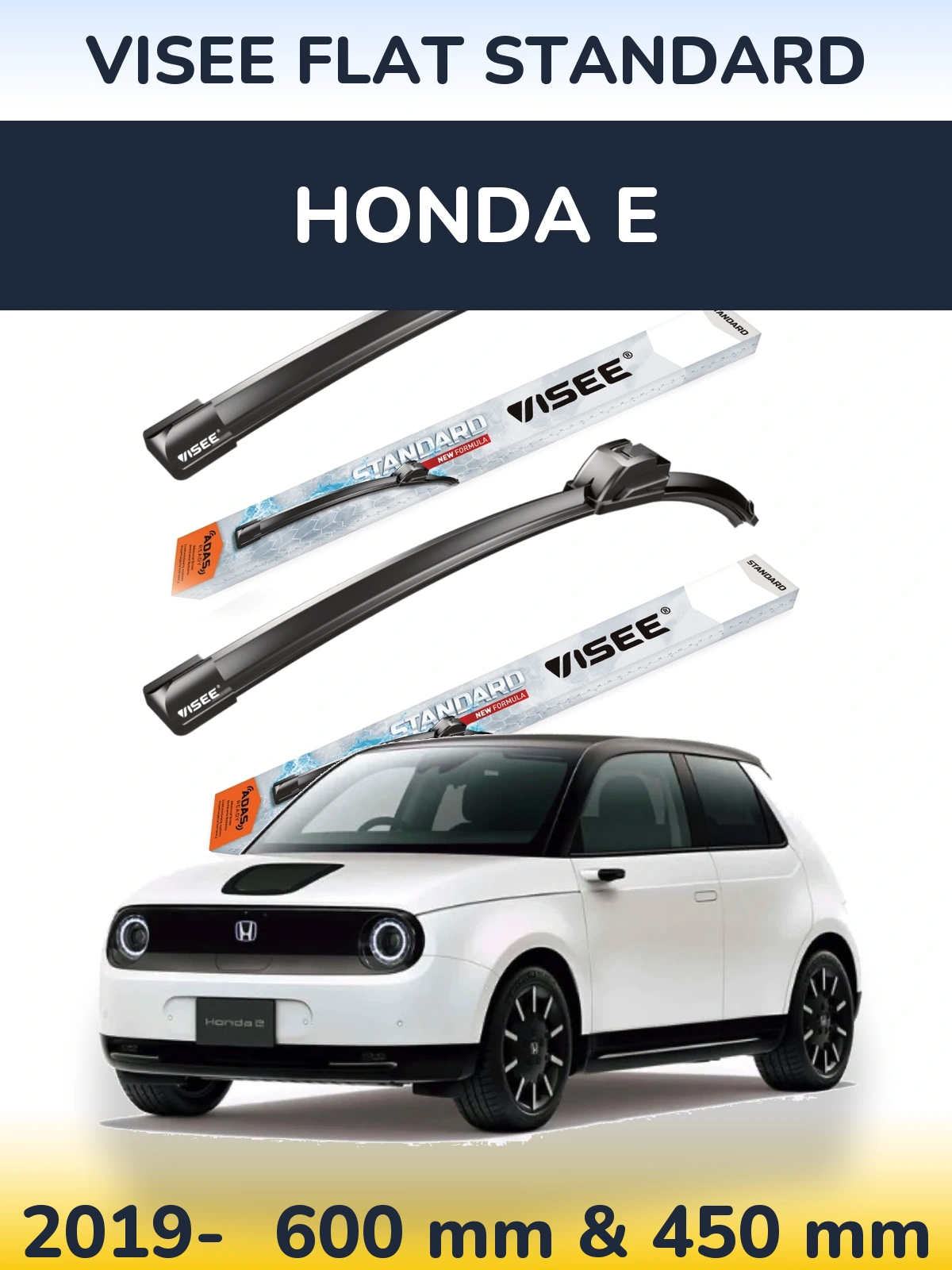 Комплект передних дворников VISEE FLAT STANDARD 600 & 450 мм для Honda E 2019-2026