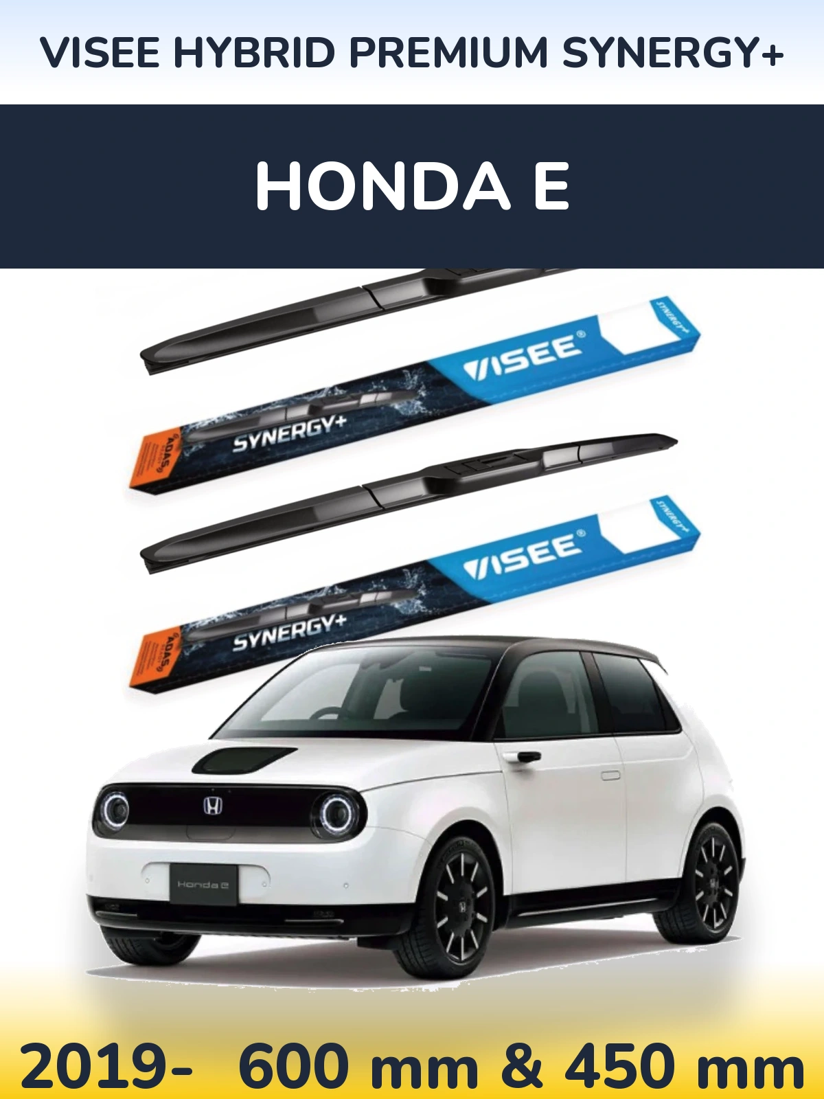 Комплект передних дворников VISEE HYBRID PREMIUM SYNERGY+ 600 & 450 мм для Honda E 2019-2026