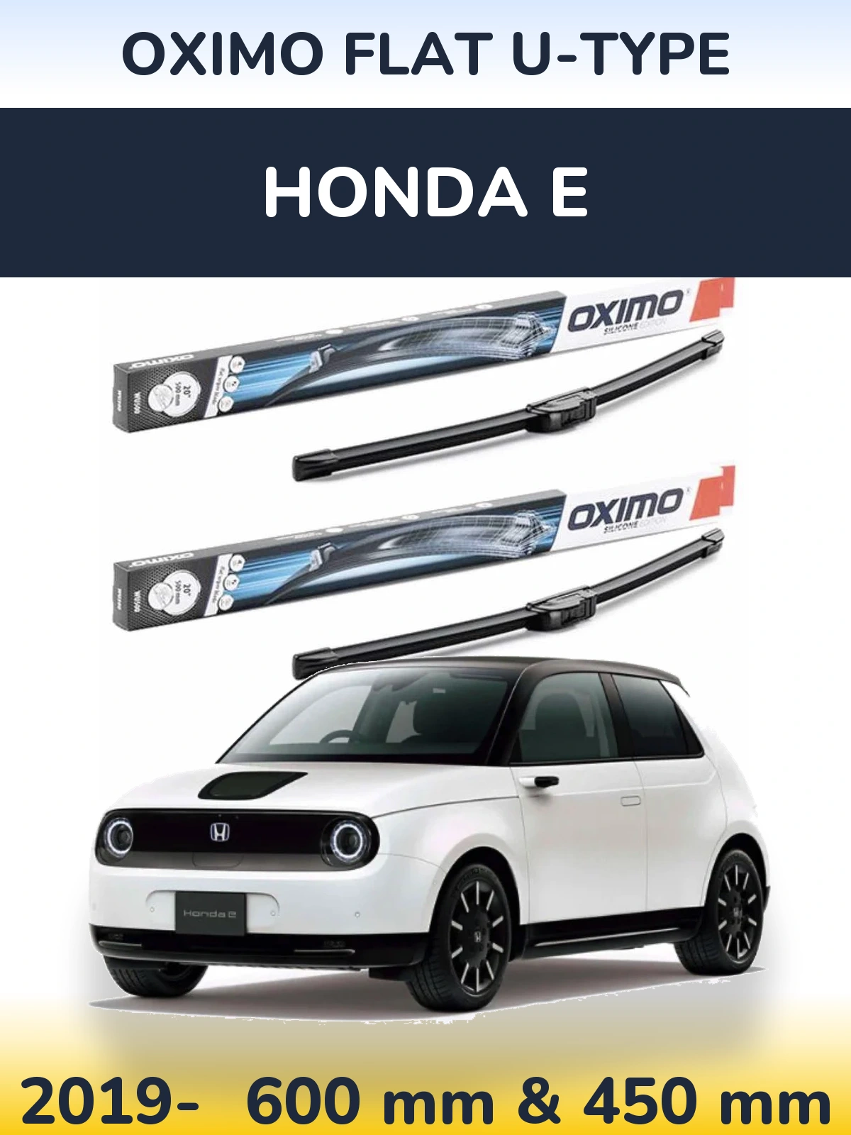Комплект передних дворников Oximo Flat U-type 600 & 450 мм для Honda E 2019-2026