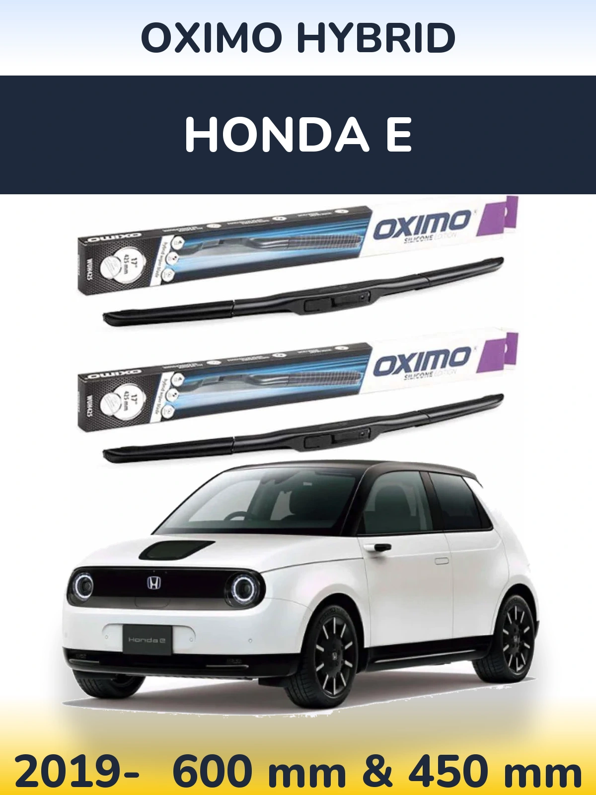 Комплект передних дворников Oximo Hybrid 600 & 450 мм для Honda E 2019-2026