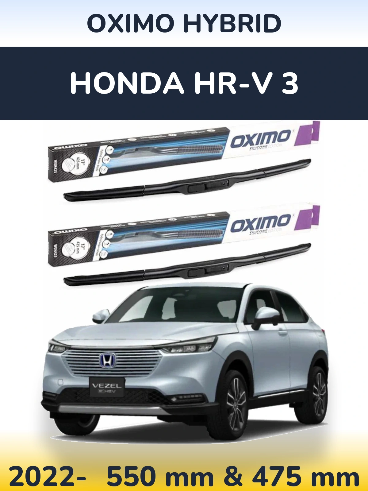 Komplet przednich wycieraczek Oximo Hybrid 550 & 475 mm do Honda HR-V 3 2022-2026
