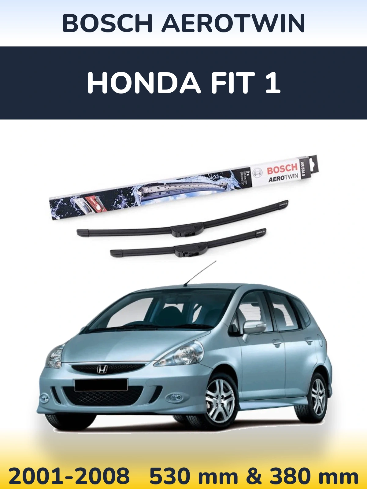Komplet przednich wycieraczek BOSCH AeroTwin 530 & 380 mm do Honda Fit 1 2001-2008