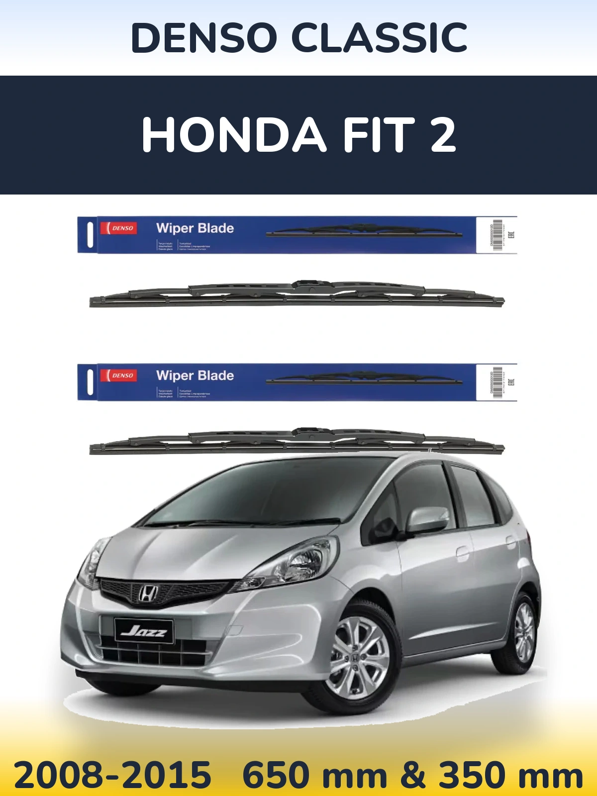 Komplet przednich wycieraczek Denso Classic 650 & 350 mm do Honda Fit 2 2008-2015