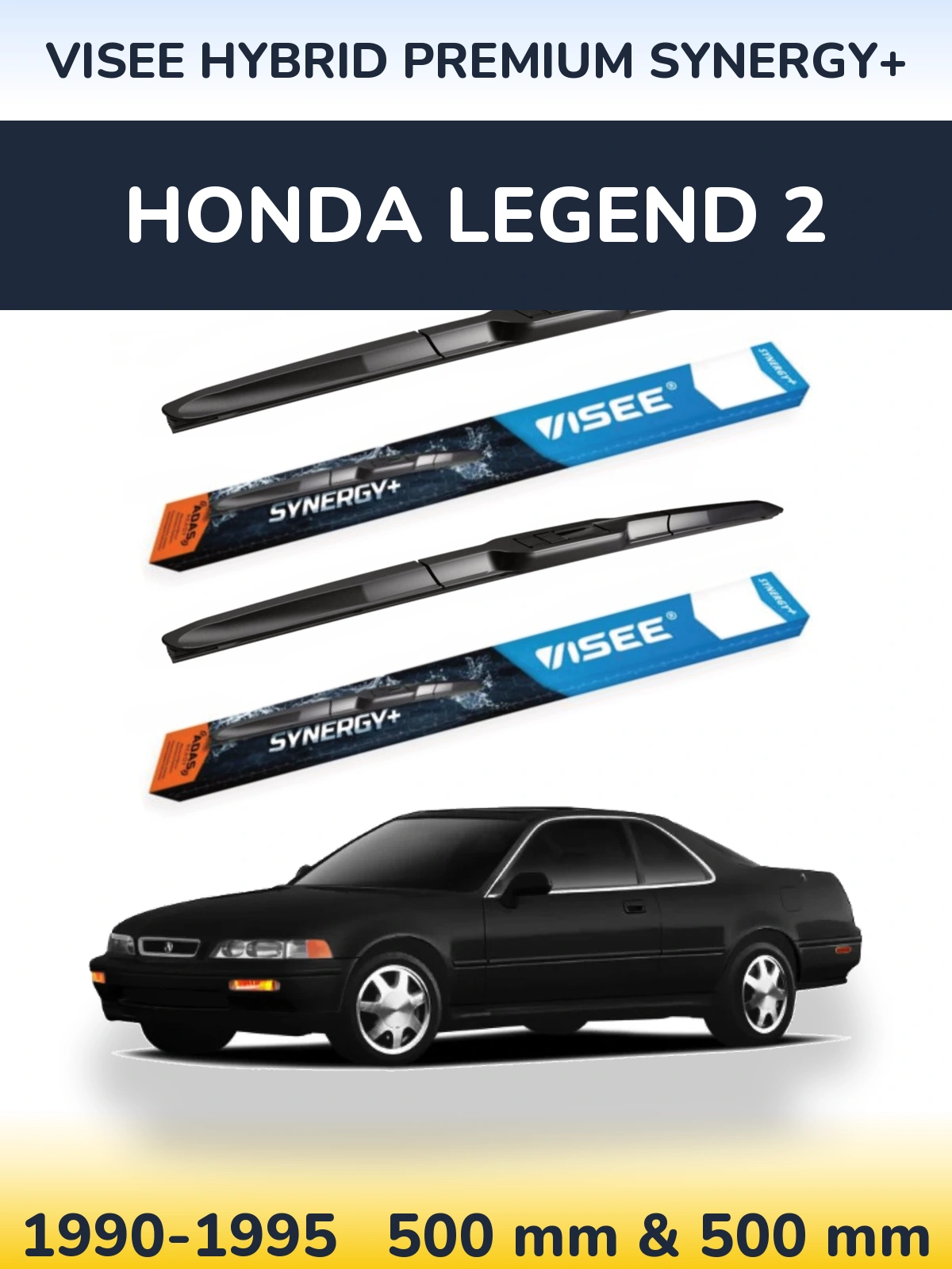 Komplet przednich wycieraczek VISEE HYBRID PREMIUM SYNERGY+ 500 & 500 mm do Honda Legend 2 1990-1995