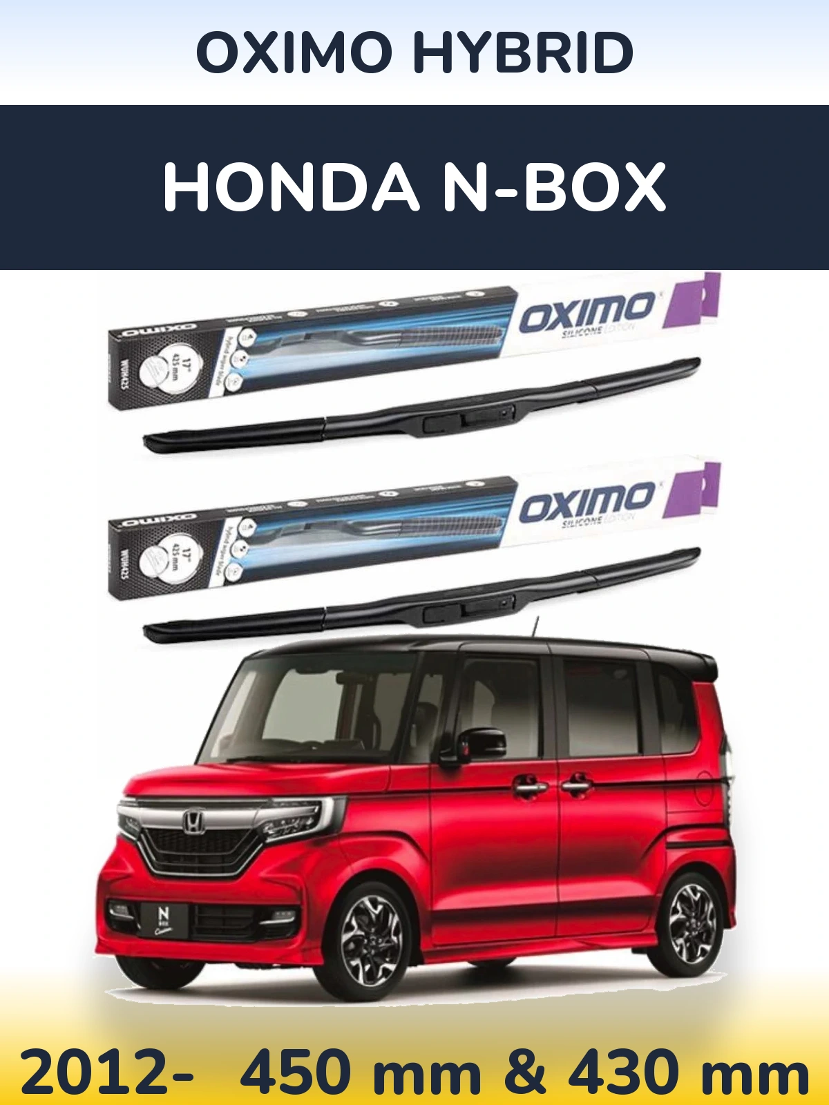 Komplet przednich wycieraczek Oximo Hybrid 450 & 430 mm do Honda N-box 2012-2026