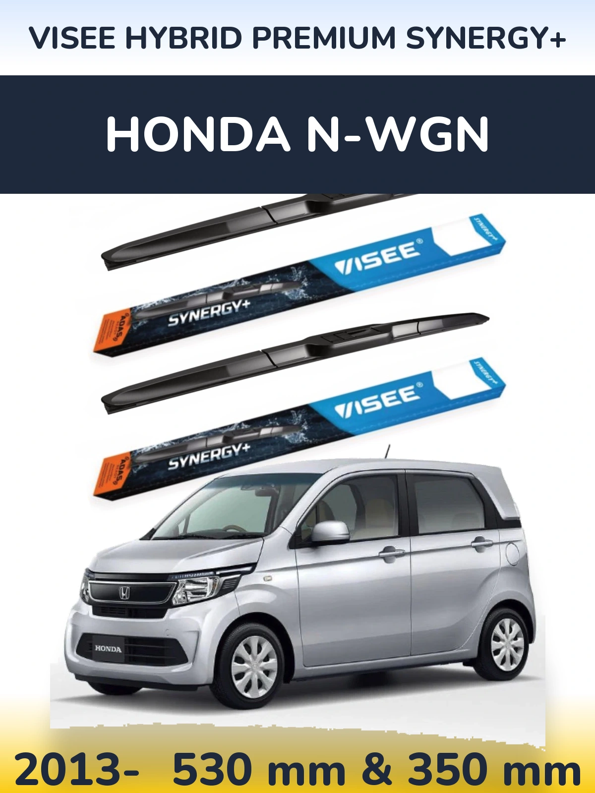 Komplet przednich wycieraczek VISEE HYBRID PREMIUM SYNERGY+ 530 & 350 mm do Honda N-wgn 2013-2026