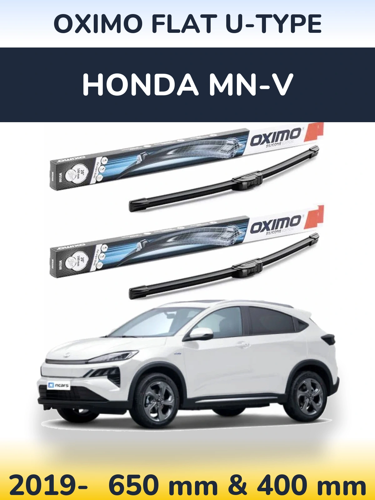 Комплект передних дворников Oximo Flat U-type 650 & 400 мм для Honda MN-V 2019-2026
