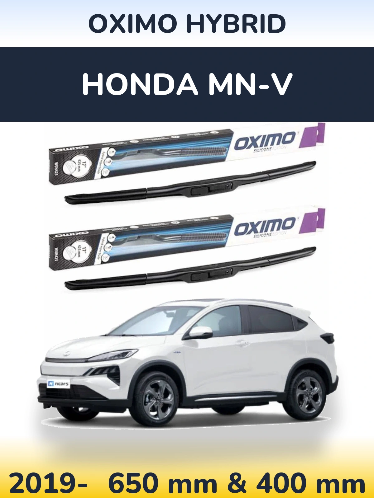 Front wiper blade set Oximo Hybrid 650 & 400 mm for Honda MN-V 2019-2026