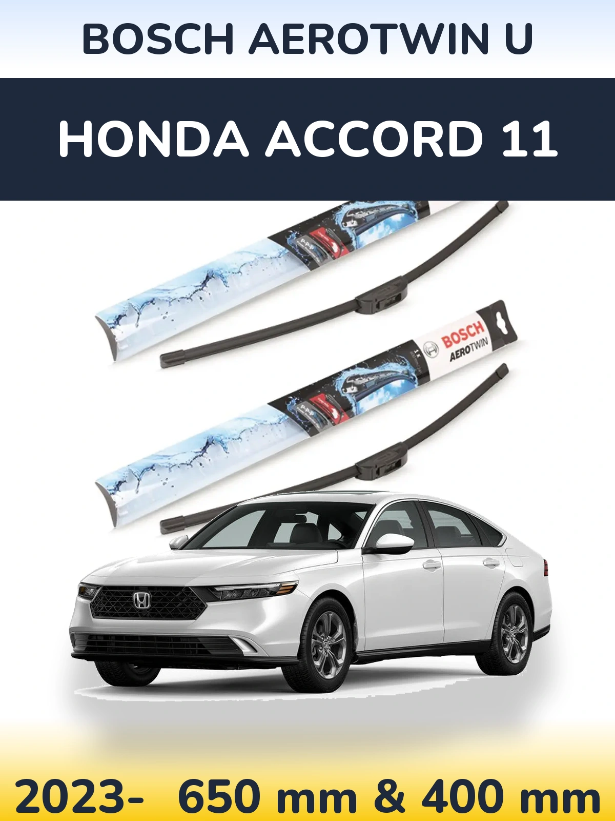 Komplet przednich wycieraczek BOSCH AeroTwin U 650 & 400 mm do Honda Accord 11 2023-2026