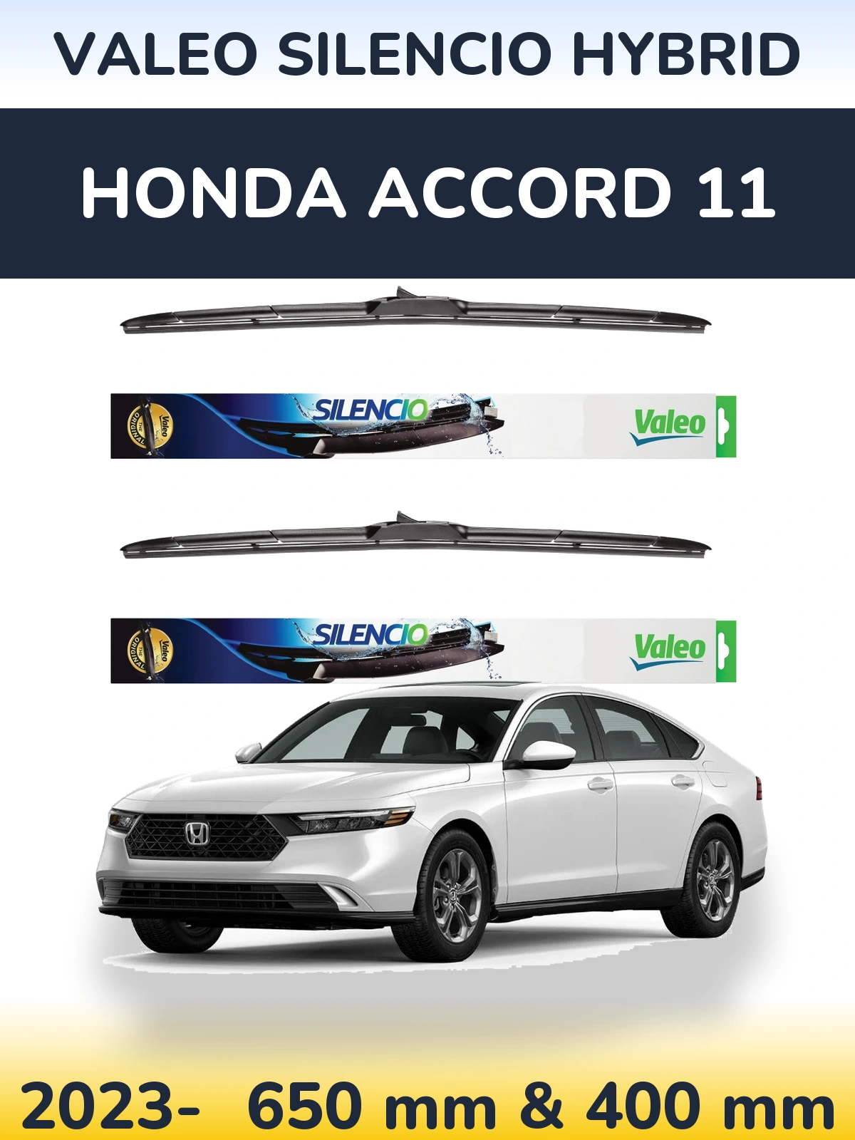 Комплект передних дворников Valeo Silencio Hybrid 650 & 400 мм для Honda Accord 11 2023-2026