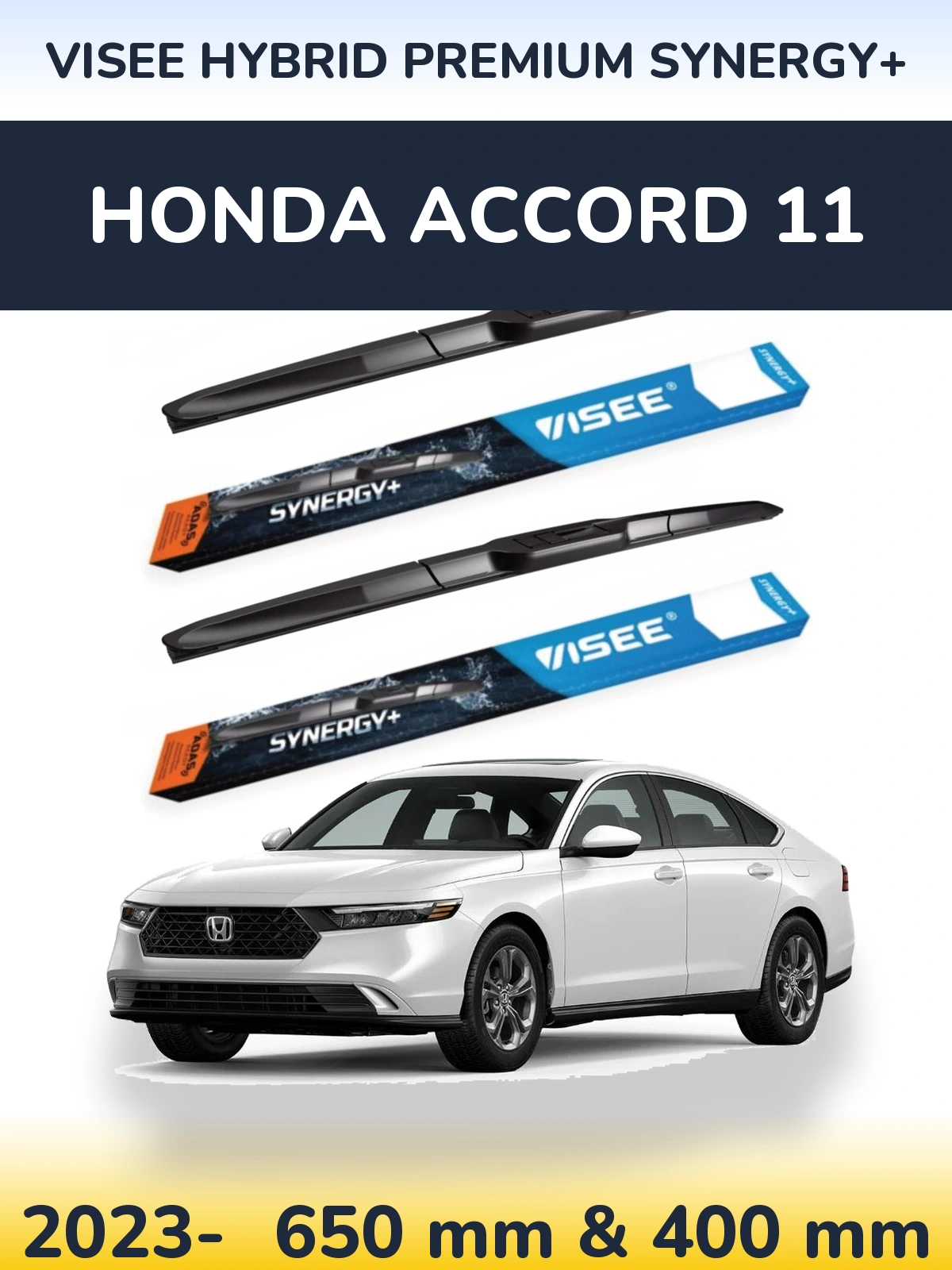Комплект передних дворников VISEE HYBRID PREMIUM SYNERGY+ 650 & 400 мм для Honda Accord 11 2023-2026