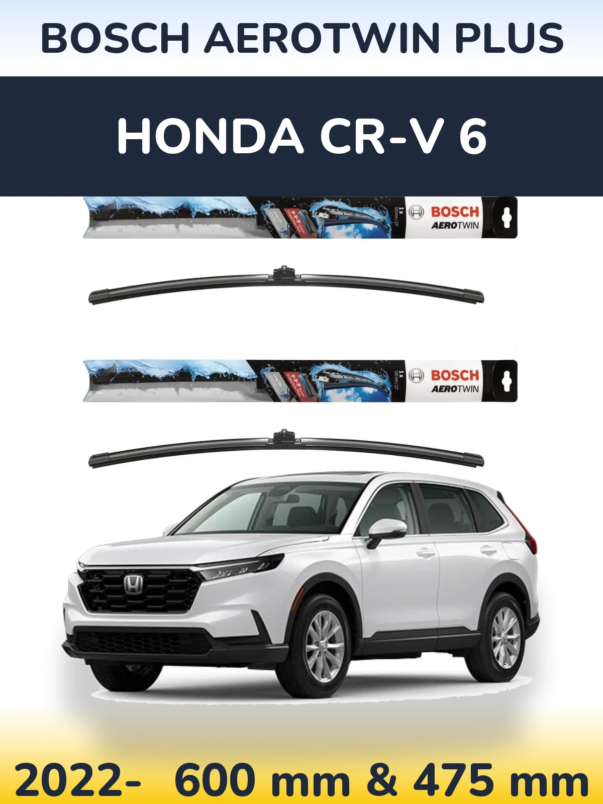 Комплект передних дворников BOSCH AeroTwin Plus 600 & 475 мм для Honda CR-V 6 2022-2026