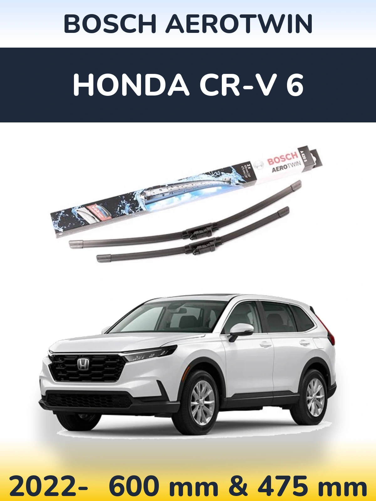 Komplet przednich wycieraczek BOSCH AeroTwin 600 & 475 mm do Honda CR-V 6 2022-2026