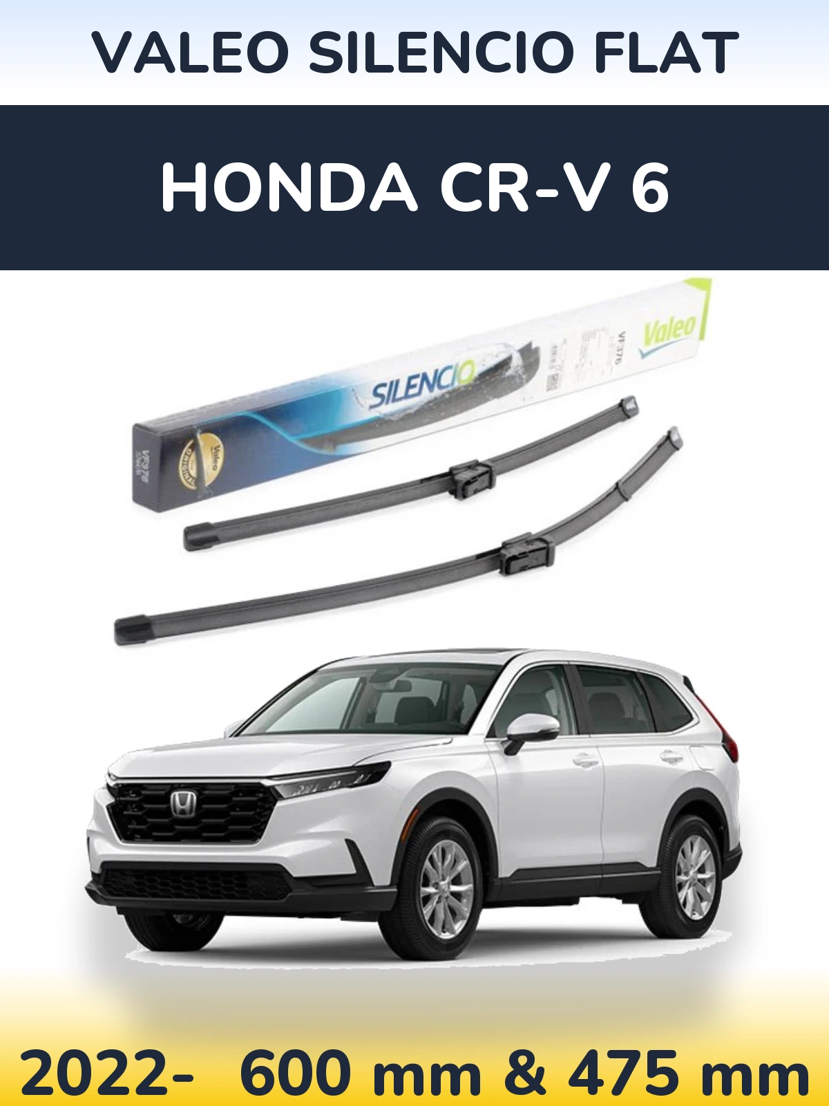 Komplet przednich wycieraczek Valeo Silencio Flat 600 & 475 mm do Honda CR-V 6 2022-2026
