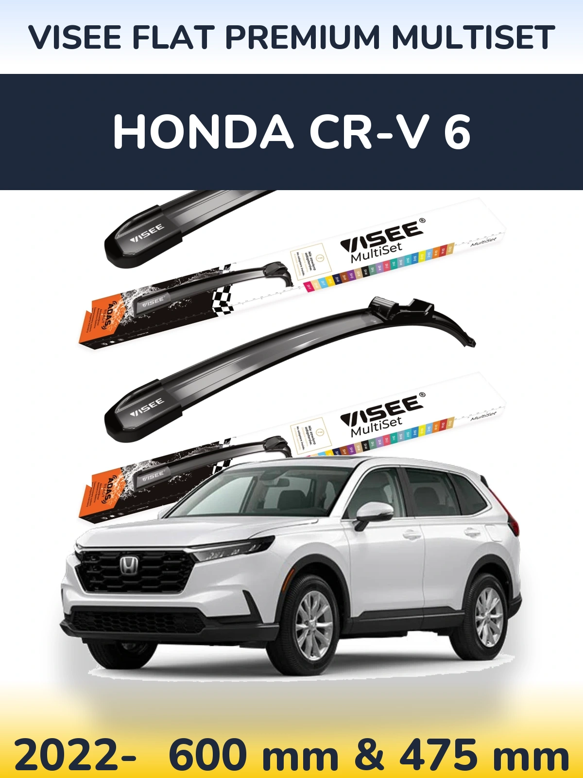 Komplet przednich wycieraczek VISEE FLAT PREMIUM MultiSet 600 & 475 mm do Honda CR-V 6 2022-2026